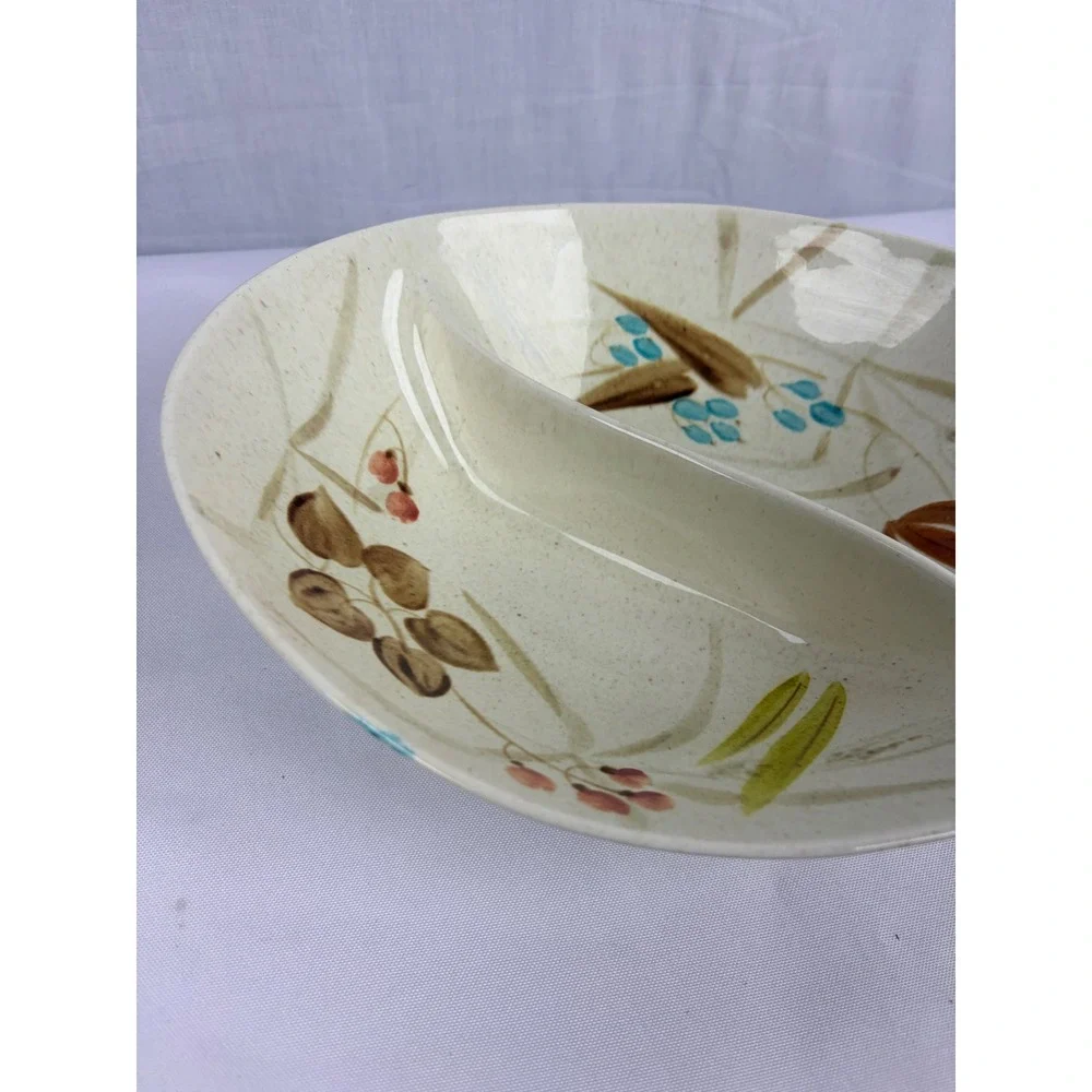 Red‎ Wing Pottery Random Harvest Divided Vegetable Bowl 237 Hand Painted MCM